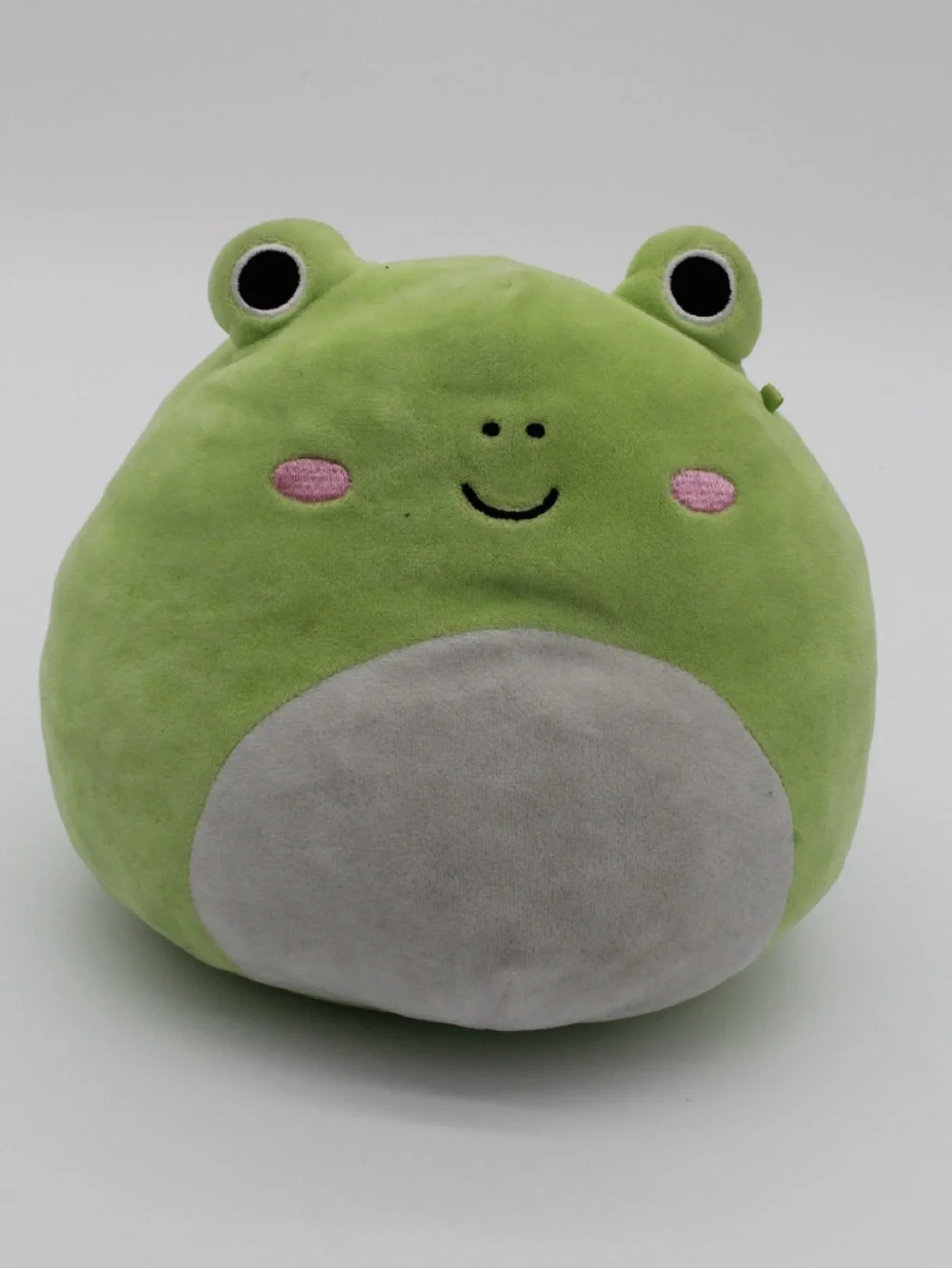 Squishmallows Green Frog Plush with Gray Belly and Pink Cheeks